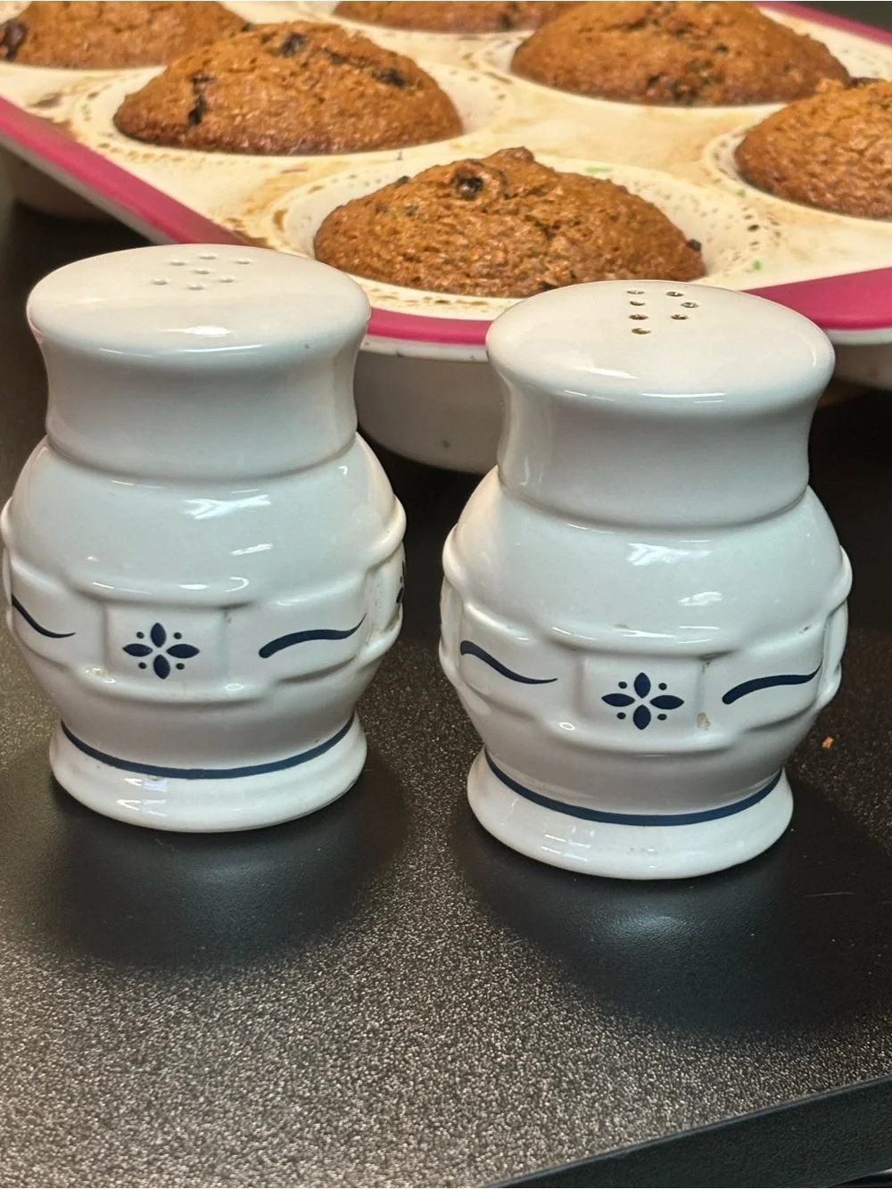 Longaberger Classic White Woven Traditions Salt and Pepper Shakers Set